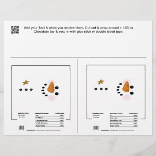 2 Snowman Holiday Candy Bar Wrappers Fête Faveurs