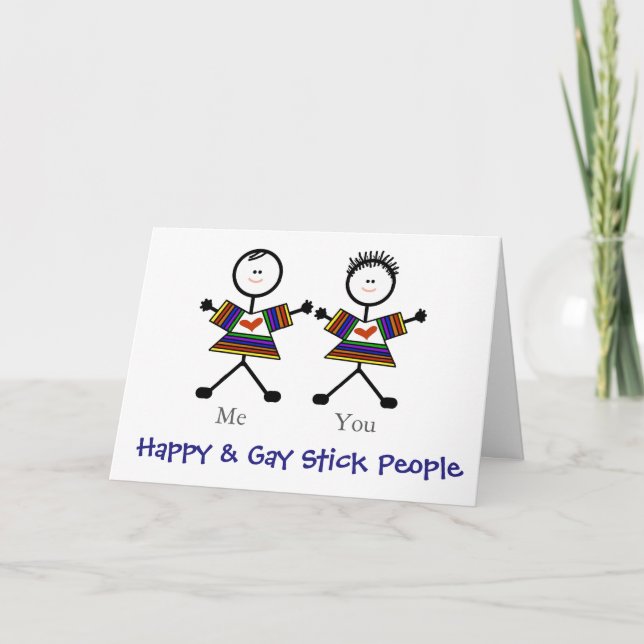 2 Stickmen Gay Romantique Carte de voeux Personnal (Devant)