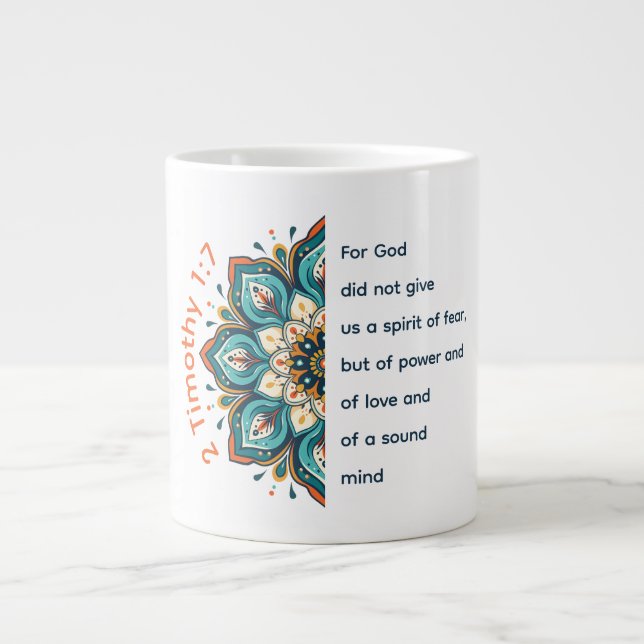 2 Timothée 1:7 Mug Jumbo Fleur Mandala (Devant)