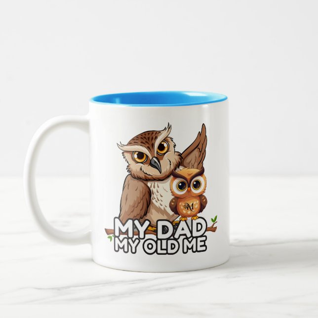 2-Tone Mug 11oz : Mon papa Mon Vieux Moi (bleu) (Gauche)