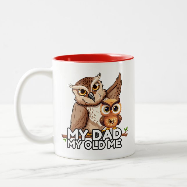 2-Tone Mug 11oz : Mon papa Mon Vieux Moi (rouge) (Gauche)