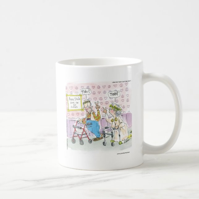2 Vieux hippies & Paix Signaler Drôle Cadeaux Mugs (Droite)