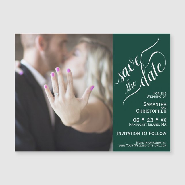 2 Volet photo mariage Enregistrer la date Emerald  (Devant)
