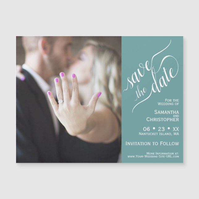 2 Volet photo mariage Enregistrer la date Magnet T (Devant)