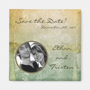 2"x2" Enregistrer la date Magnet Vintage Floral An