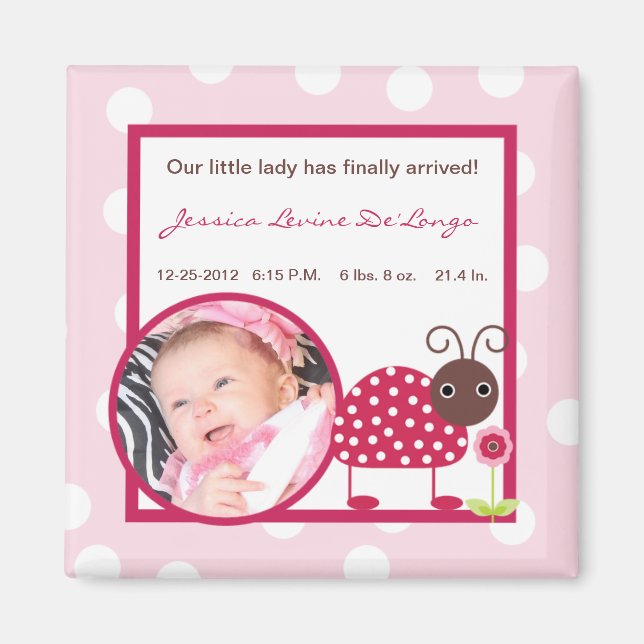 2"x2" Faire-part Magnet Berry Garden Lady Bug (Devant)