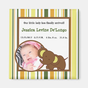 2"x2" Faire-part Magnet Jungle Baby Animaux