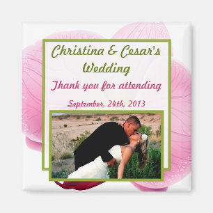 2"x2" Faire-part Magnet rose orchidée longue tige 