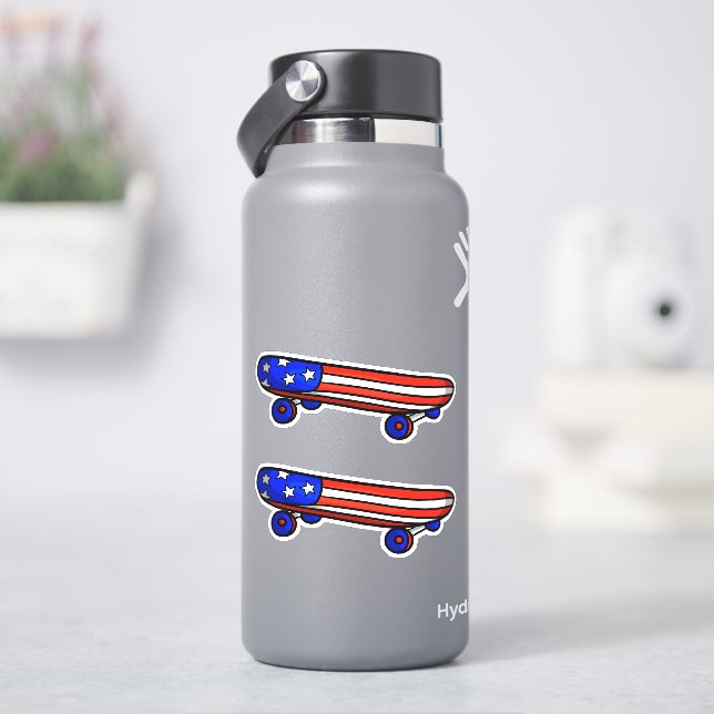 2 x 4th July Skateboard 4" Kiss Cut Vinyl Sticker (HydroFlask)