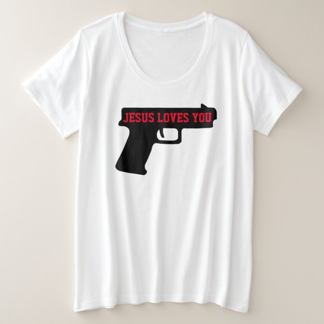 2A - JÉSUS VOUS AIME T-Shirt plus taille femme (Design devant)