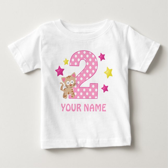 2e anniversaire Kitty Cat Girl T-shirt personnalis (Devant)