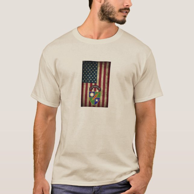 2e Bataillon - 75e Ranger T-shirt Drapeau américai (Devant)