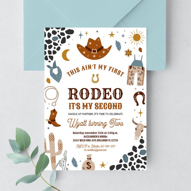 2e Invitation d'anniversaire de cow-boy de rodéo S (Créateur téléchargé)