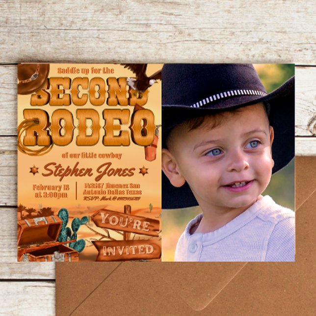 2e Invitation de paysage de Rodéo avec photo (Créateur téléchargé)