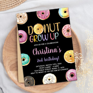 2e Parties scintillant d'or Donut Invitations d'an