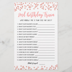 2ème anniversaire Trivia éditable jeu