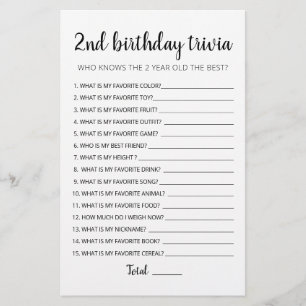 2ème anniversaire Trivia éditable jeu