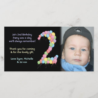 2ème carte photo de Merci d'anniversaire de garçon