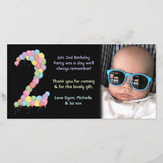 2ème carte photo de Merci d'anniversaire de garçon
