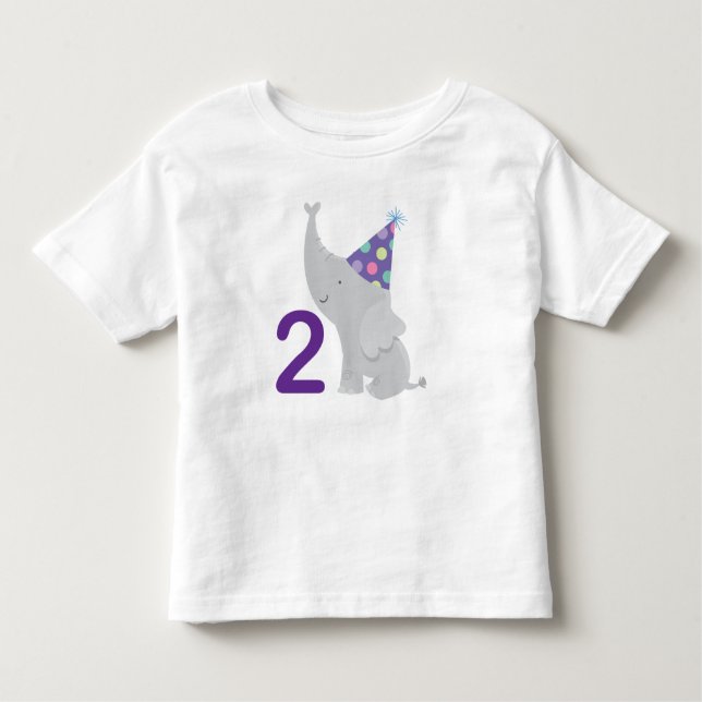 2ème Éléphant d'anniversaire T-shirt de 2 ans (Devant)