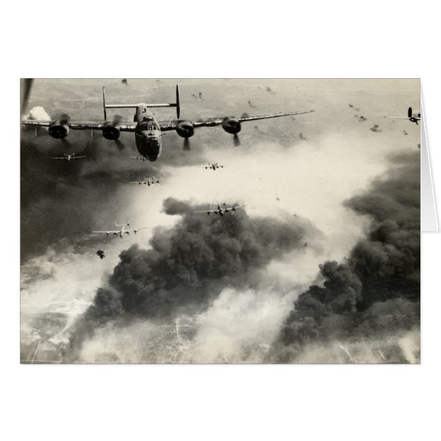 2ÈME GUERRE MONDIALE B-24s au-dessus des gisements (Devant horizontal)