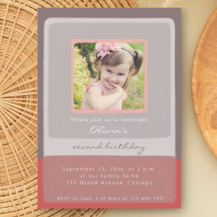 2ème invitation d'anniversaire rose pour fille ave