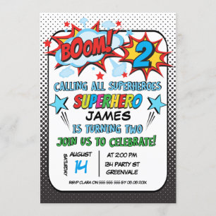 2ème invitation de fête d'anniversaire de super