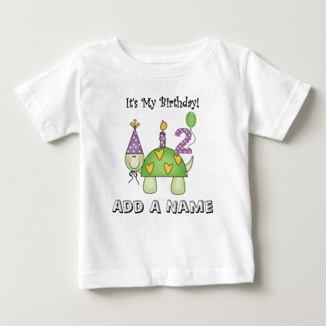 2ème T-shirt personnalisé d'anniversaire de tortue (Devant)