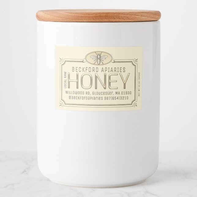 2x3" Métallurgique Étiquette miel encadré 3D avec  (Devant)