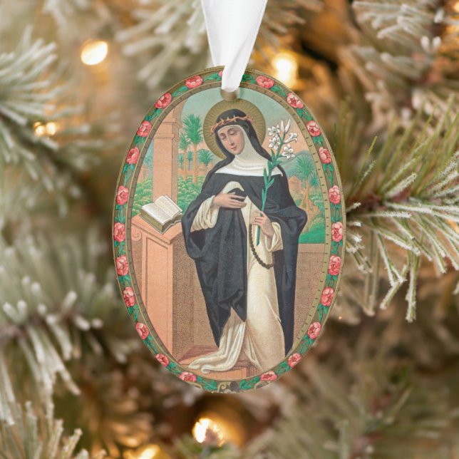 2xPortrait encadré de Saint Rose de Lima (Détail ; (Arbre)