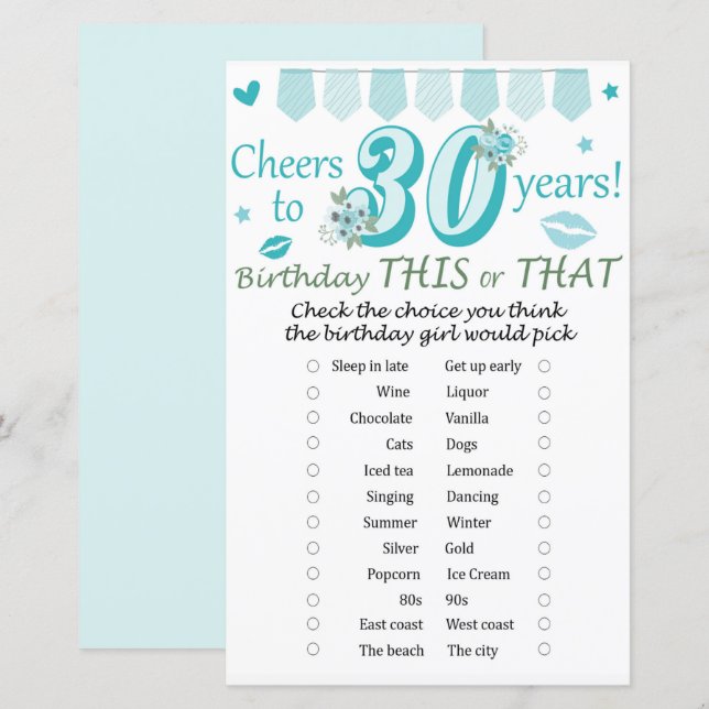 30 anniversaire de ce jeu ou de ce jeu (Devant / Derrière)