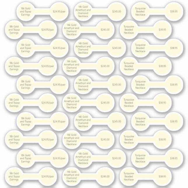 30 Antique Blanc Barbell Prix étiquette Stickers (Devant)