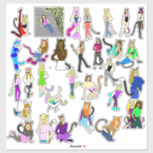 30 autocollants catgirls