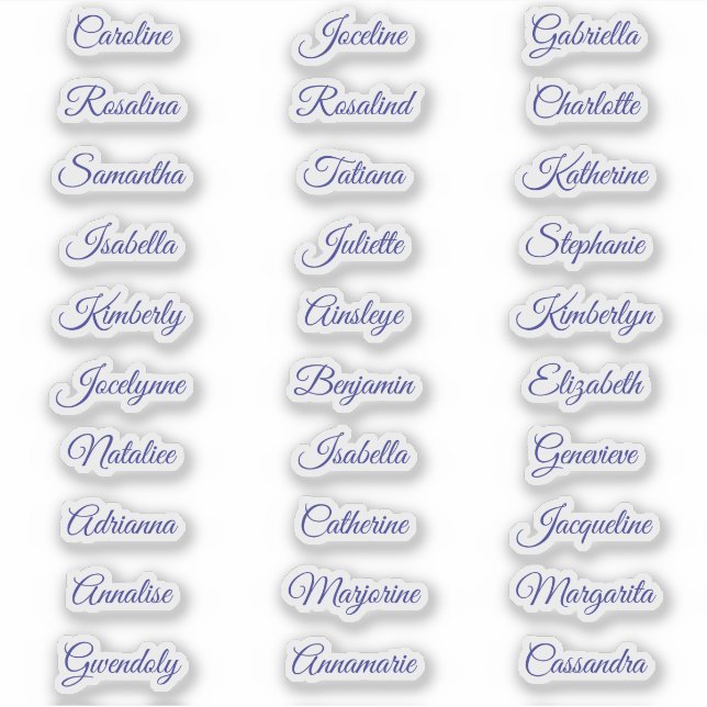 30 Autocollants de calligraphie élégants pour noms (Devant)