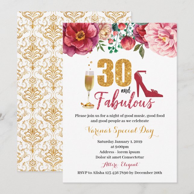 30 et fabuleuse invitation d'anniversaire pour les (Devant / Derrière)