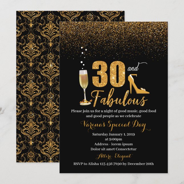 30 et fabuleuse invitation d'anniversaire pour les (Devant / Derrière)