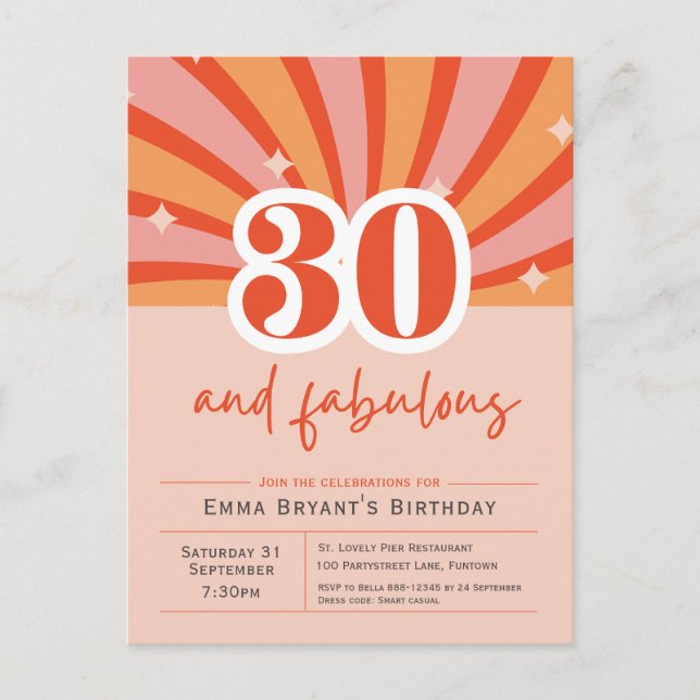 30 et fabuleux Retro 30e anniversaire Invitation (Devant)