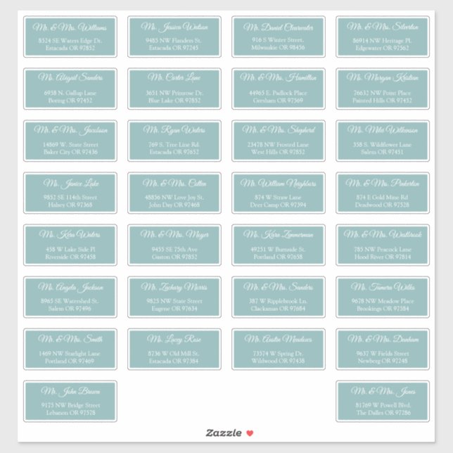 30 Étiquettes d'adresse individuelles pour invités (Feuille)
