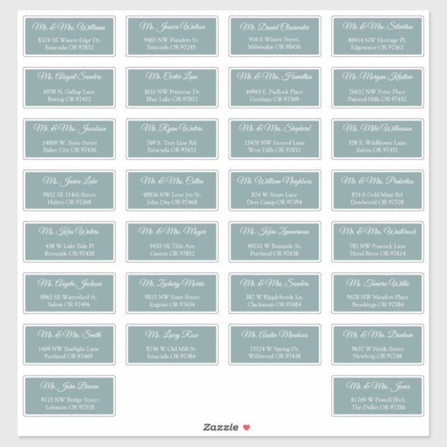30 Étiquettes d'adresse individuelles pour invités (Feuille)