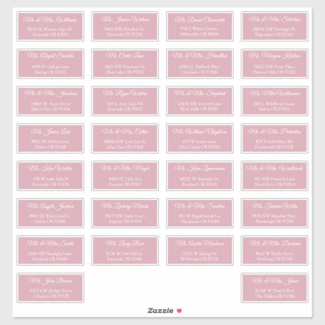 30 Étiquettes d'adresse individuelles pour invités (Feuille)