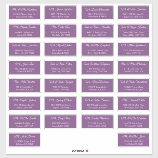 30 Étiquettes d'adresse individuelles pour invités (Feuille)