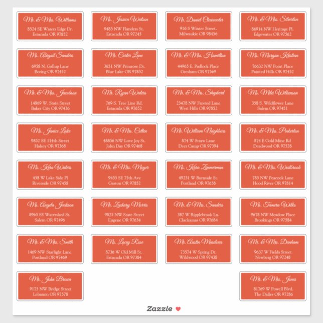 30 Étiquettes d'adresse individuelles pour invités (Feuille)