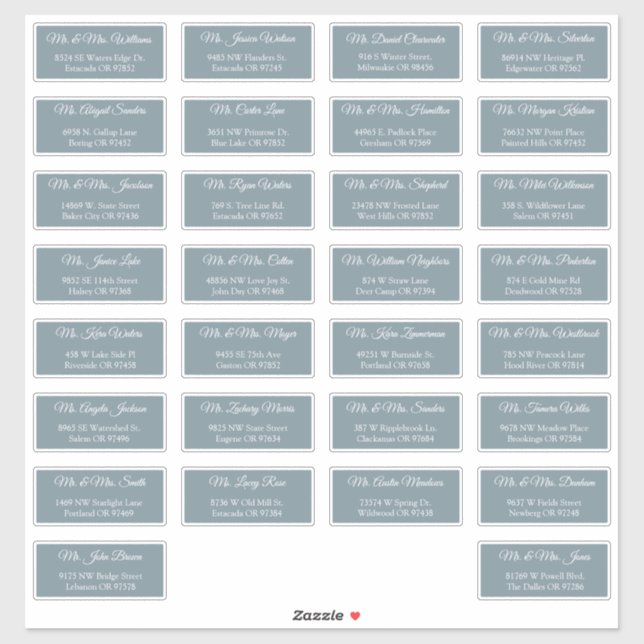 30 Étiquettes d'adresse individuelles pour invités (Feuille)