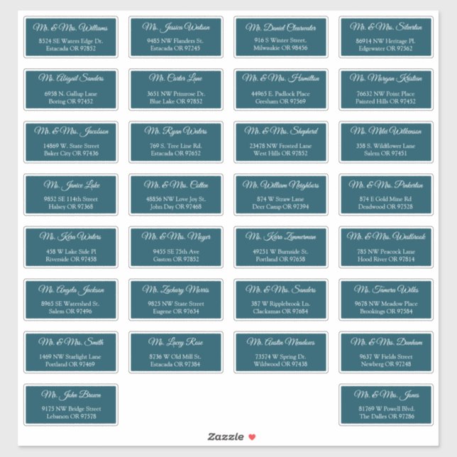 30 Étiquettes d'adresse individuelles pour invités (Feuille)