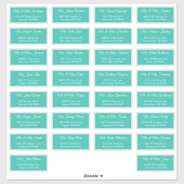 30 Étiquettes d'adresse individuelles pour invités (Feuille)