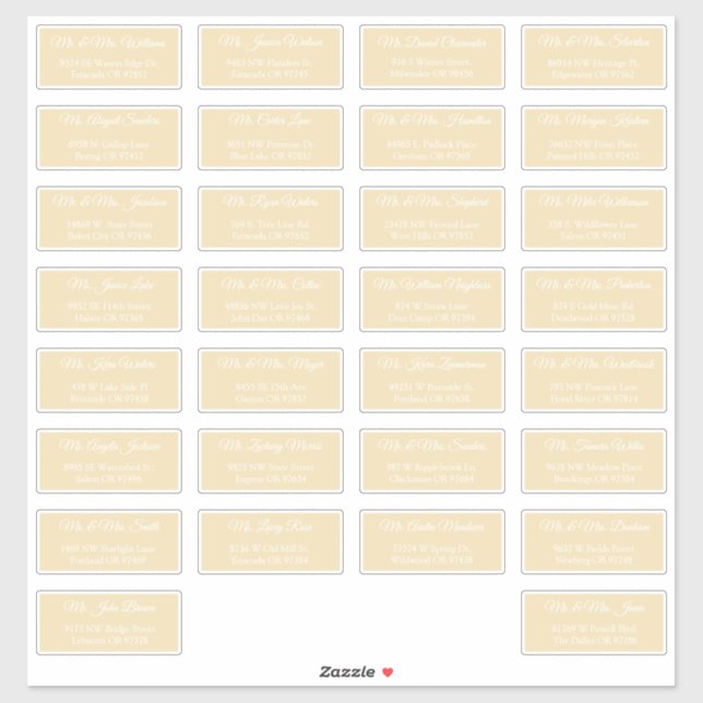 30 Étiquettes d'adresse individuelles pour invités (Feuille)