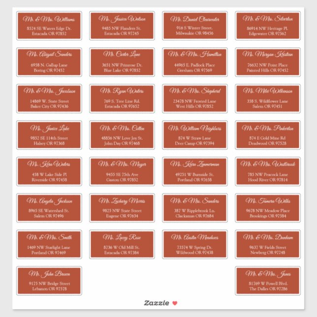 30 Étiquettes d'adresse individuelles pour invités (Feuille)