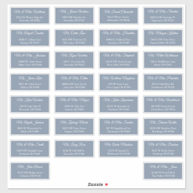 30 Étiquettes d'adresse individuelles pour invités (Feuille)