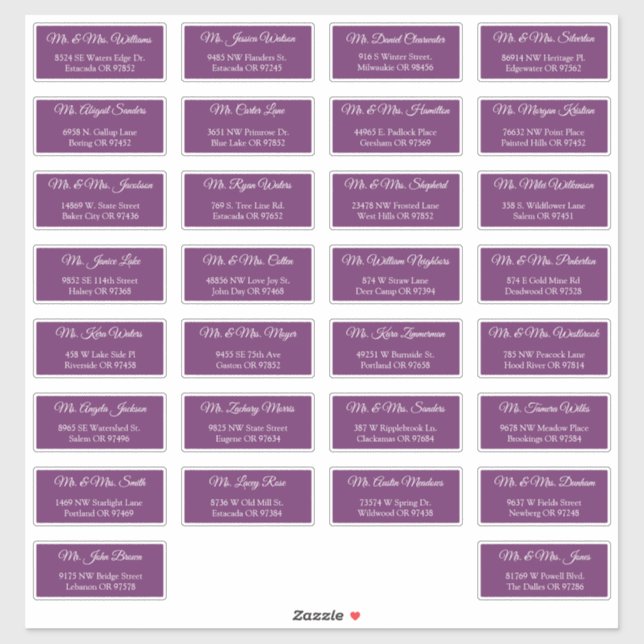30 Étiquettes d'adresse individuelles pour invités (Feuille)