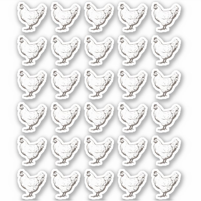 30 Étiquettes Vintage blanc blanc élégant Hen impe (Devant)